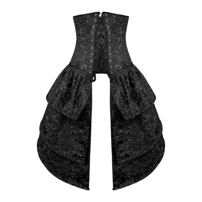 Victorian Black Brocade Corset with Bustle Skirt
