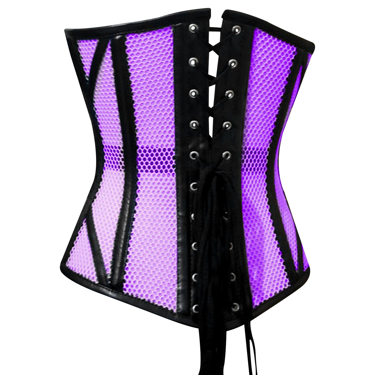 Stylish Overbust Faux/Fishnet Steel boned Corset