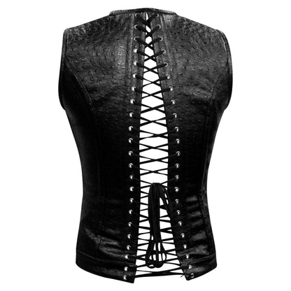 Ostrich PVC Men Vest, Waist training Men Corset