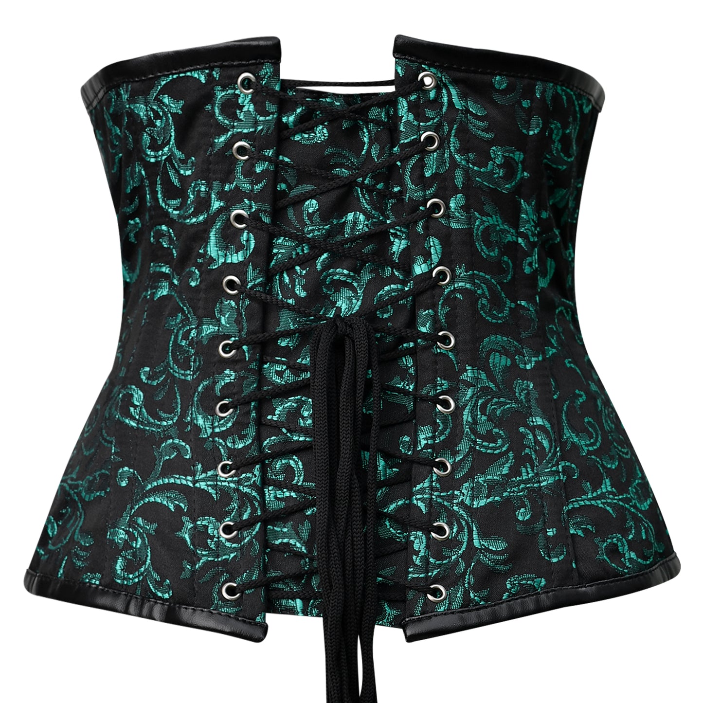 Green Brocade Lace-up corset/ Steel Boned Underbust- Shapwear