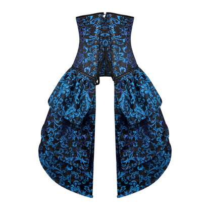 Victorian Blue Brocade Corset with Bustle Skirt