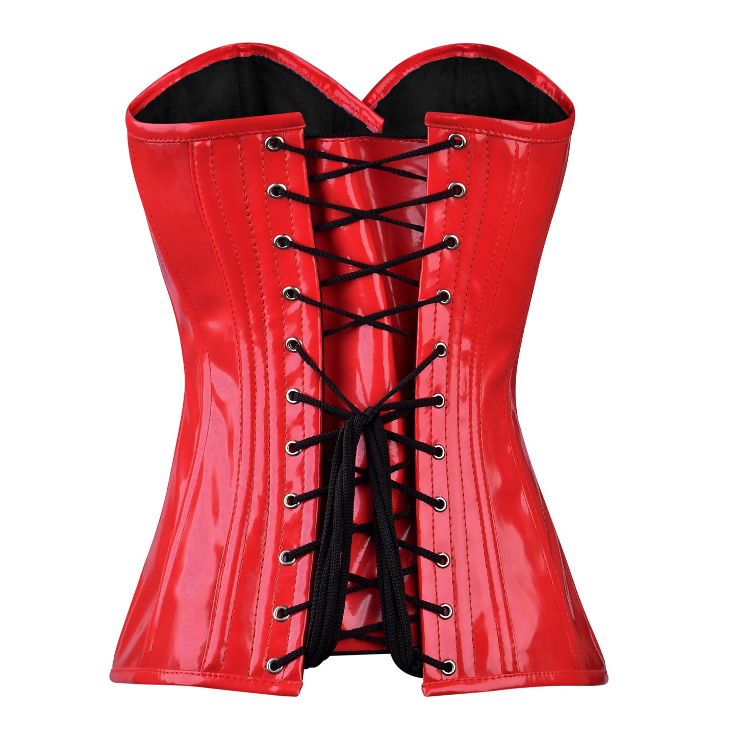 Handmade Red Patent PVC Steel Boned Over Bust Corset