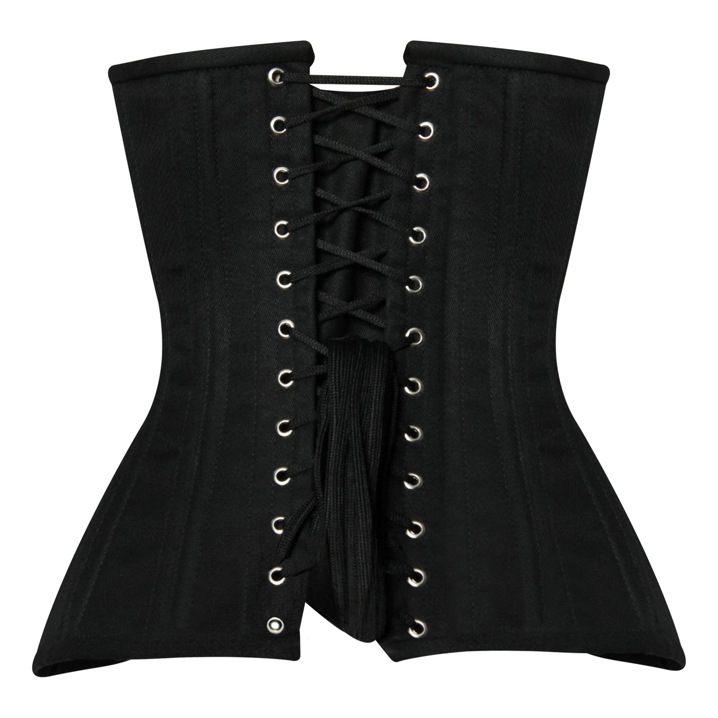 Handmade Black Cotton  Underbust corset/Steel Boned Waist Training Corset