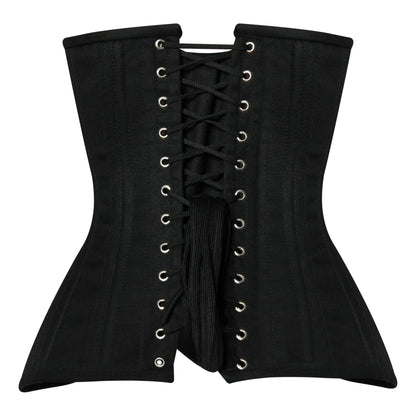 Handmade Black Cotton  Underbust corset/Steel Boned Waist Training Corset
