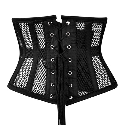 Black Cotton Mini Cincher Mesh corset