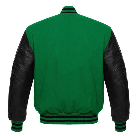 Varsity Letterman High School Jacket with Real Leather Sleeves