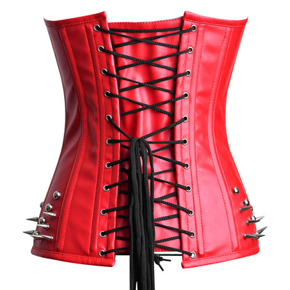 Gothic Leather Steel Boned Overbust / Steampunk Corset