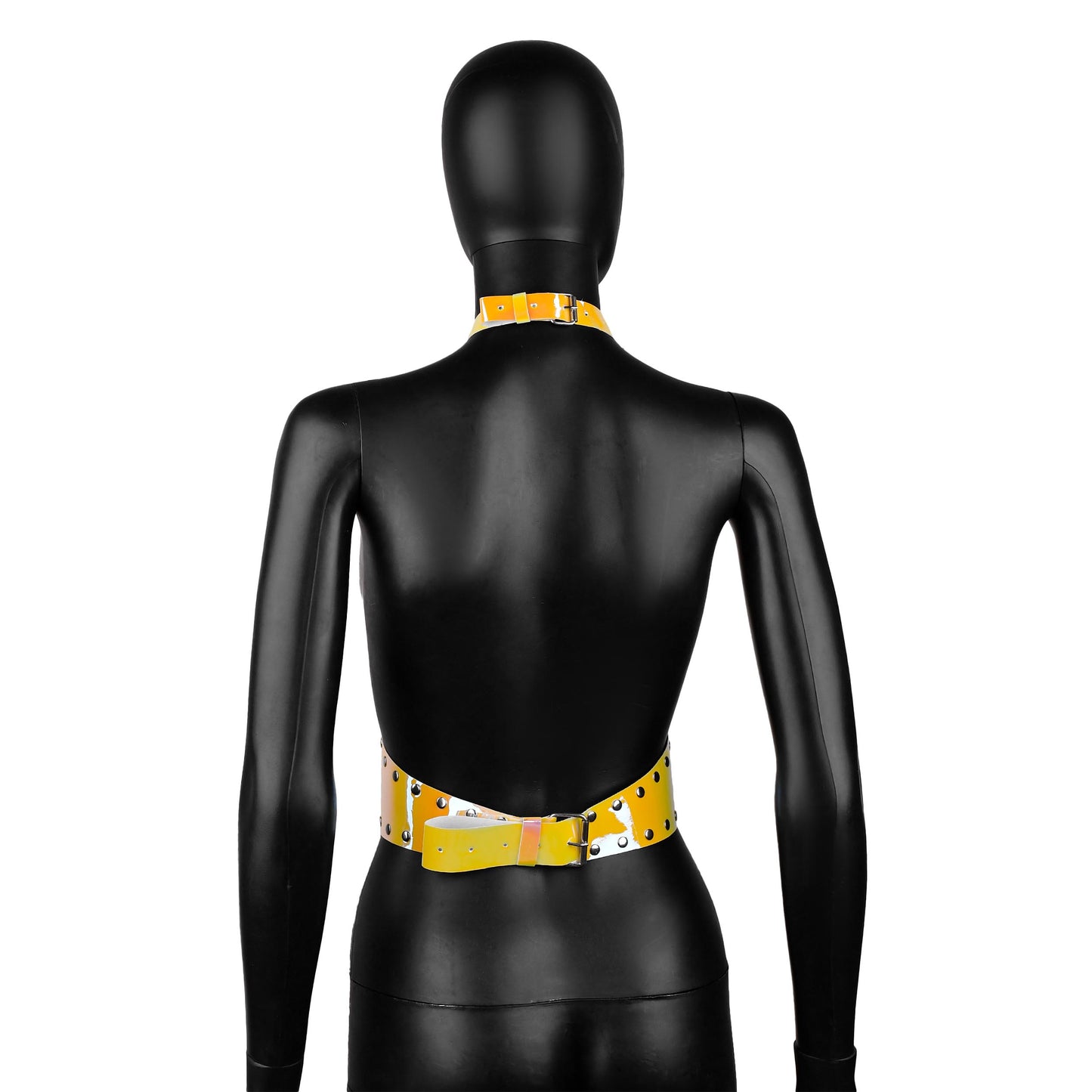 Yellow-Orange Holographic Harness Crop Top