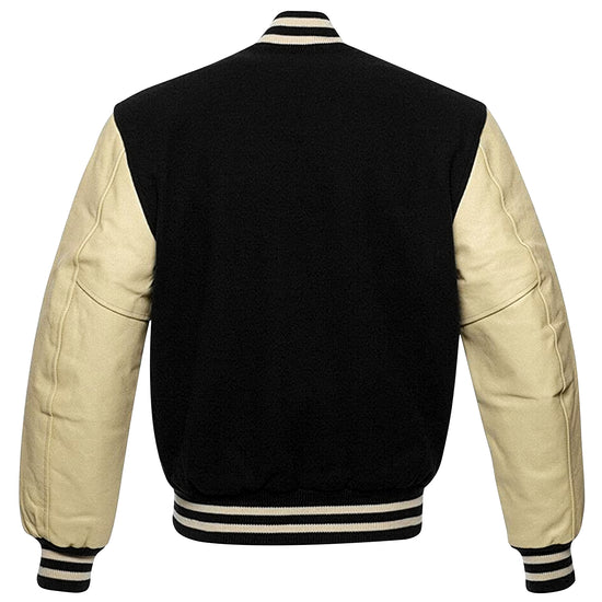 High School Varsity Jacket, Bomber Jacket with Real Leather Sleeves