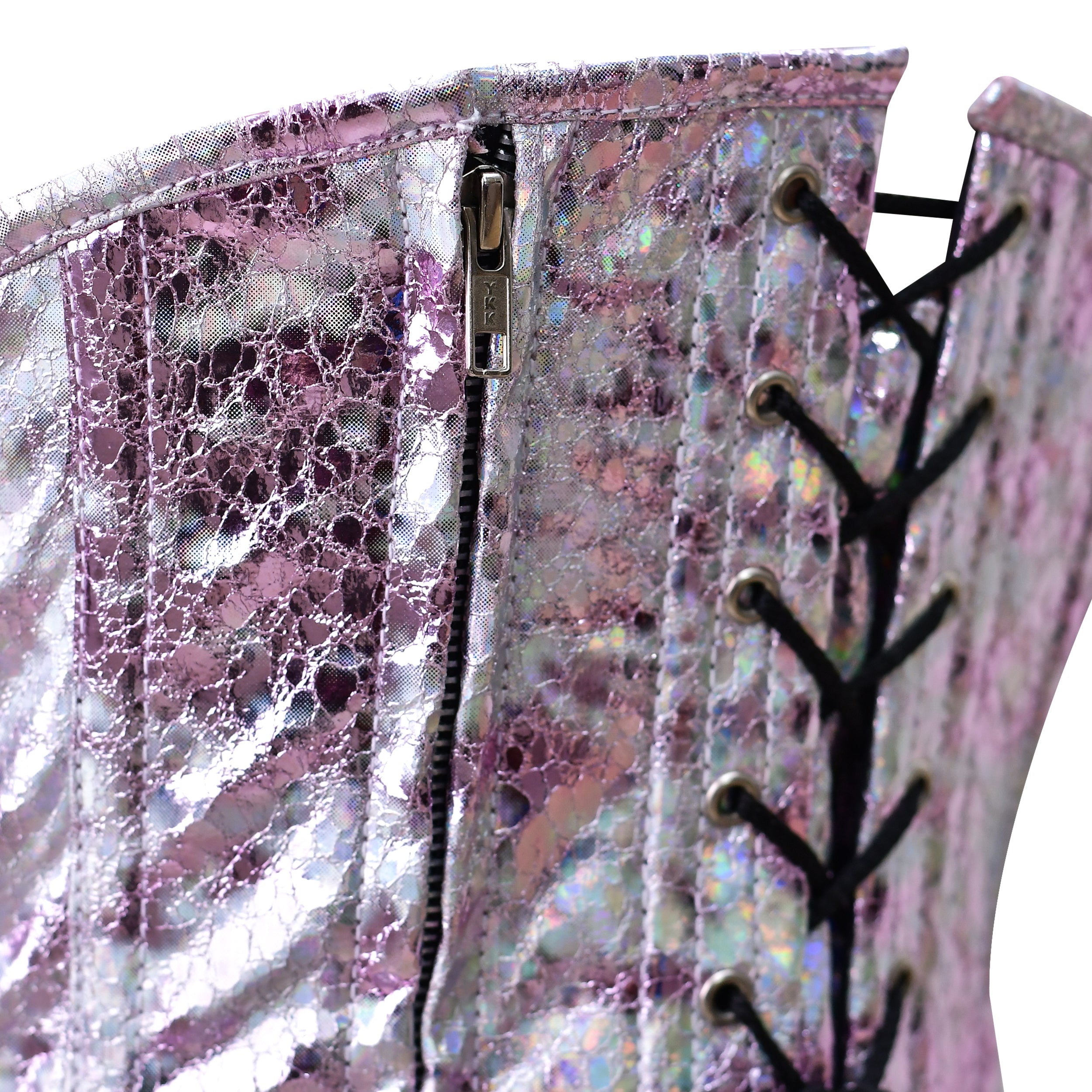 Pink Crackle Under bust Corset/Steel Boned corset