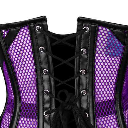 Purple Mesh Cage Corset with Black Leather Straps