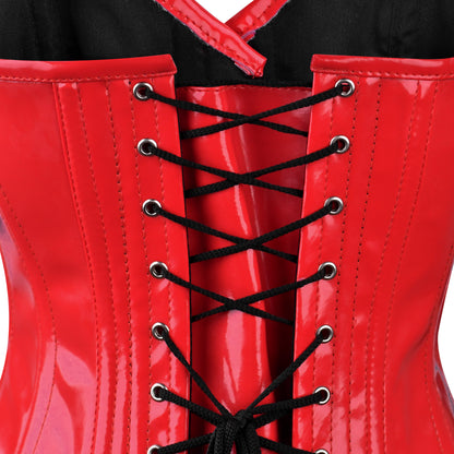 Handmade Red Patent PVC Steel Boned Over Bust Corset