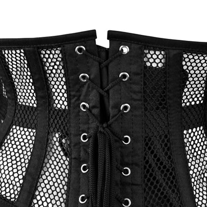Black Cotton Mini Cincher Mesh corset