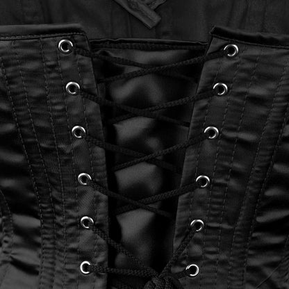 Handmade Black Satin Steel Boned OverBust Corset