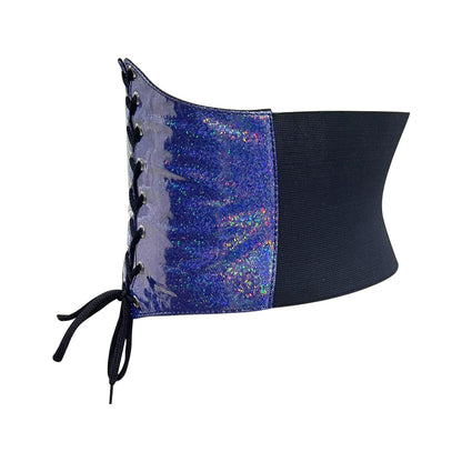 Blue Glitter Waist Trainer short torso - Corset Belt