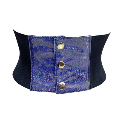 Blue Glitter Waist Trainer short torso - Corset Belt