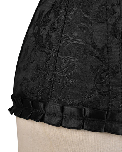 Plus Size Black Brocade Overbust Corset - Laced Corset