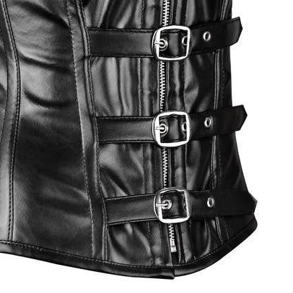 Steampunk Steel Boned Real Leather Overbust Vest corset