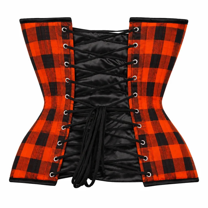 Pumpkin Punk Orange Plaid Corset Top Halloween Edition