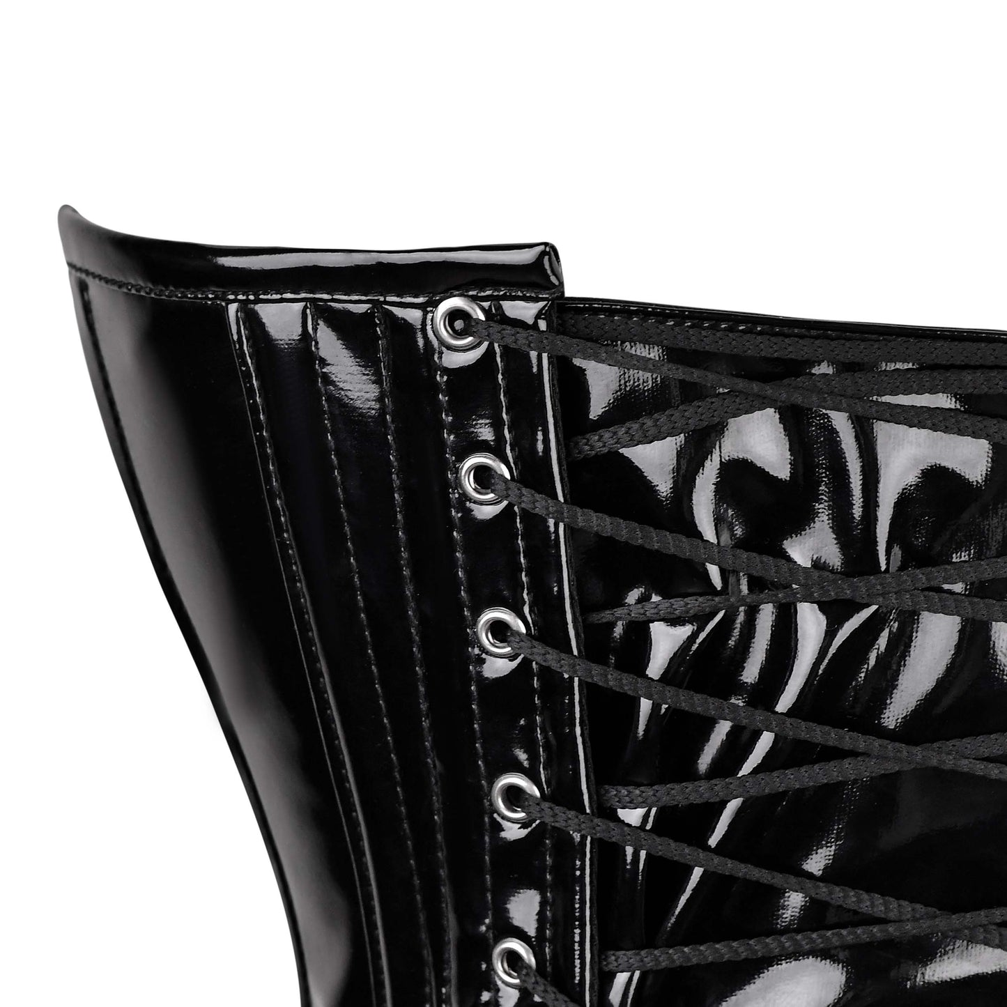 The Black Gloss Leather Over Bust Corset