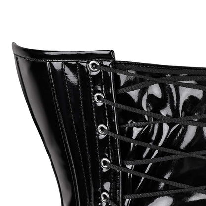 The Black Gloss Leather Over Bust Corset