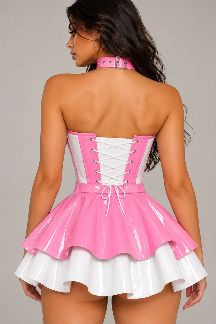 Bubblegum Rebel Pink & White Corset Dress
