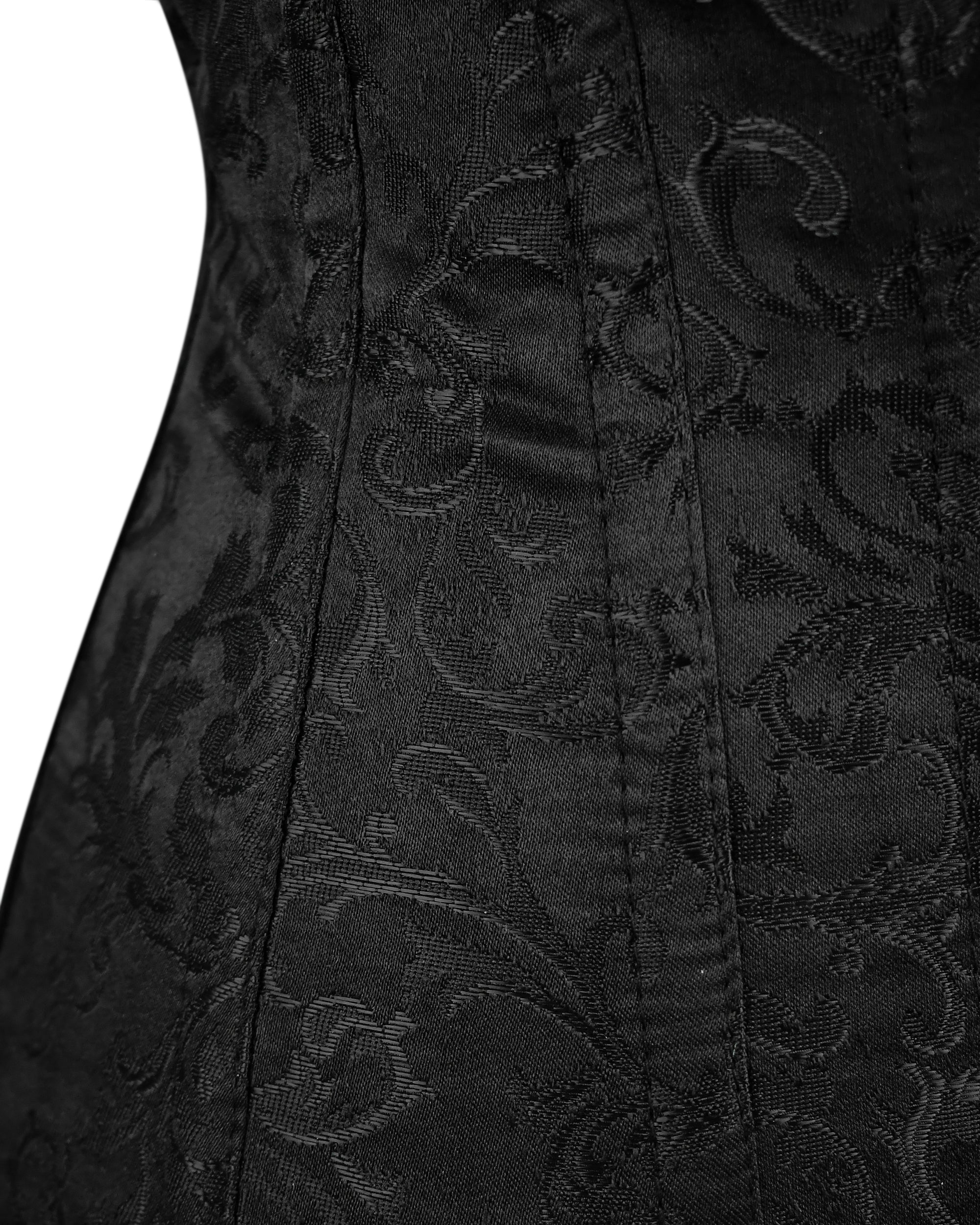 Plus Size Black Brocade Overbust Corset - Laced Corset