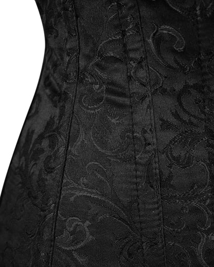 Plus Size Black Brocade Overbust Corset - Laced Corset