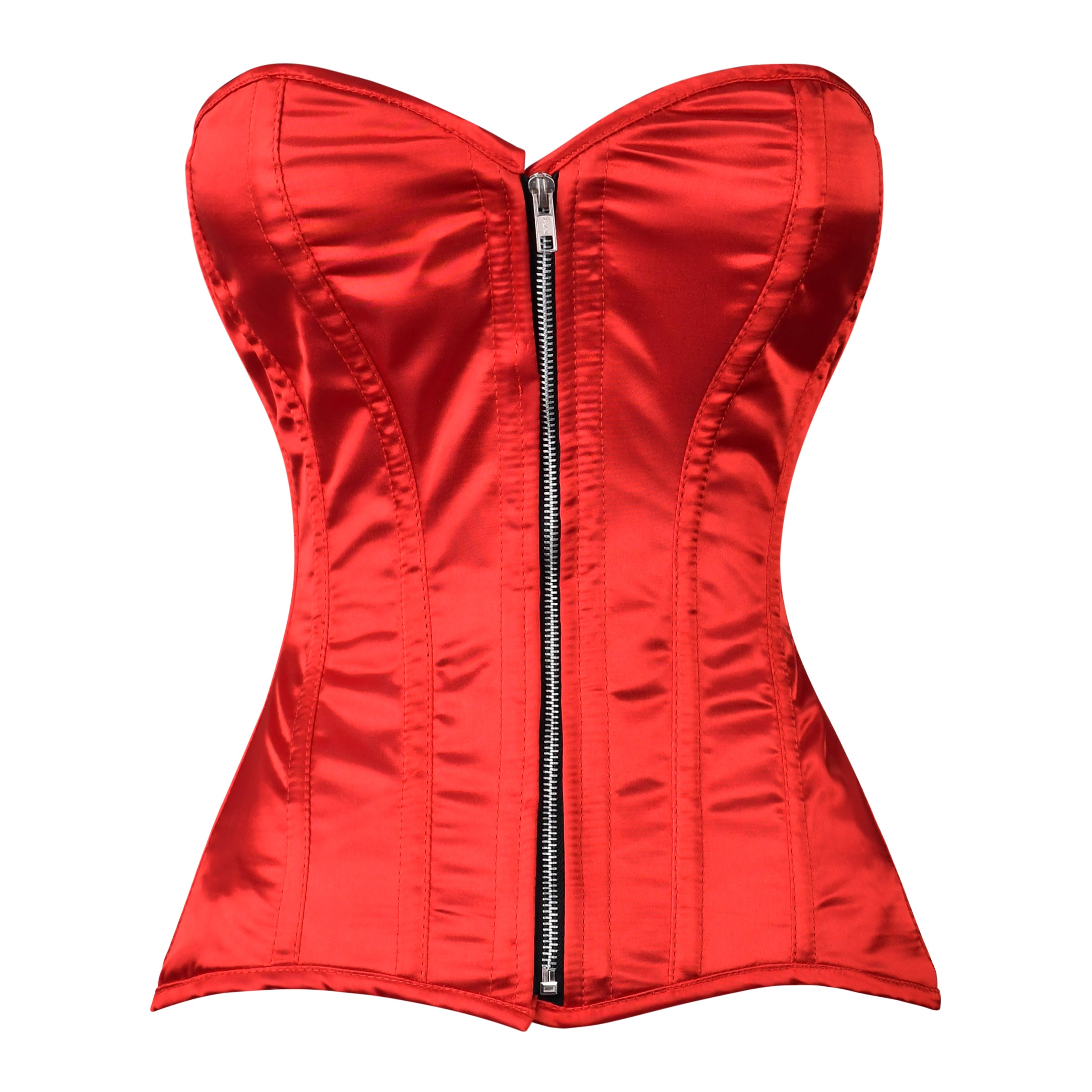 Handmade Red Satin Steel Boned OverBust Corset