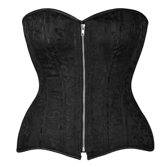 Nocturne Brocade Overbust Corset (Black Jacquard)