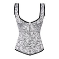 White & Silver Brocade Corset with Shoulder Straps