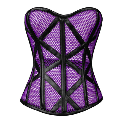 Purple Mesh Cage Corset with Black Leather Straps