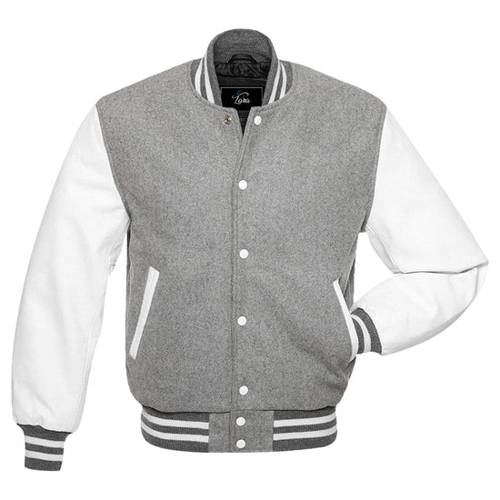 Varsity Letterman College Wool Jacket with Real Leather Sleeves