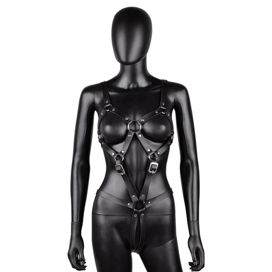 Black Leather Bodysuit Harness
