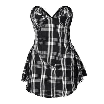 Black & White Plaid Corset Dress