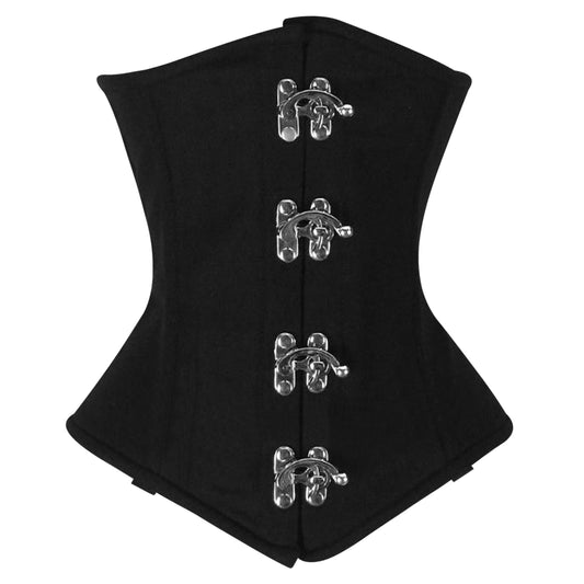 Handmade Black Cotton  Underbust corset/Steel Boned Waist Training Corset