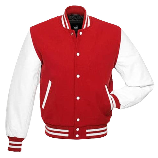 College Varsity Jacket, Baseball Jacket with Real Leather Sleeves
