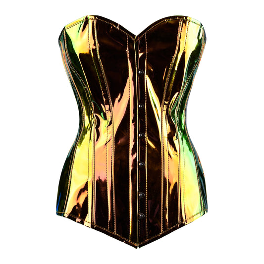 Iridescent Holographic Overbust Corset (Gold Prism)