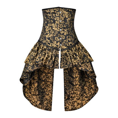 Victorian Gold Brocade Corset with Bustle Skirt