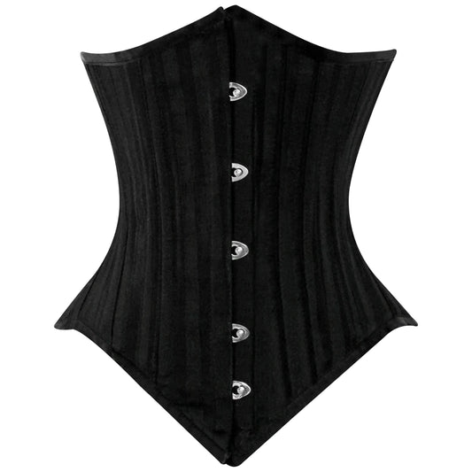 Black Brocade Lined Under bust Steel Boned Corset