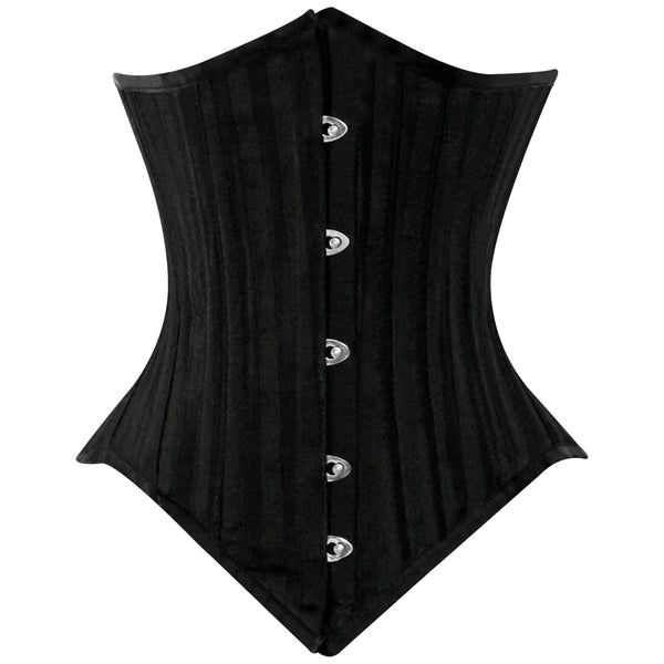 Black Brocade Lined Under bust Steel Boned Corset