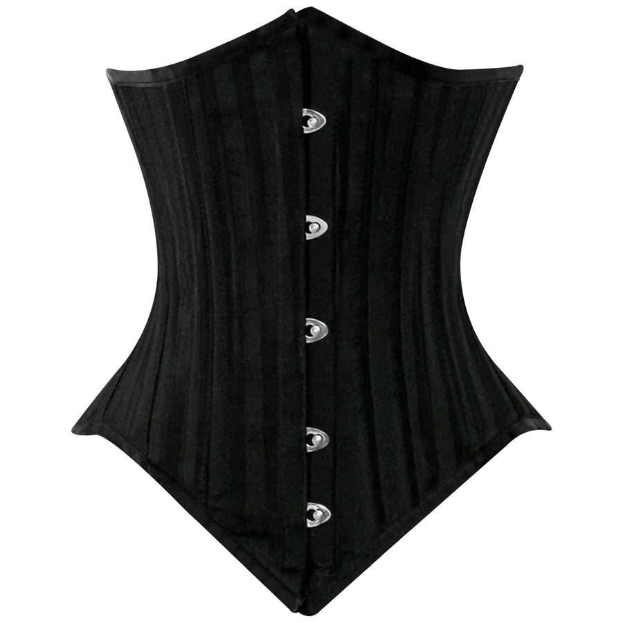 Black Brocade Lined Under bust Steel Boned Corset