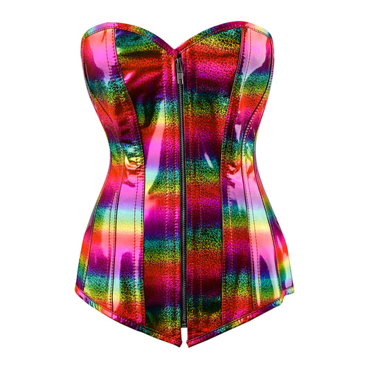 Neon Dream Overbust Corset (Prismatic Green-Purple Holo)
