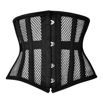 Black Cotton Mini Cincher Mesh corset