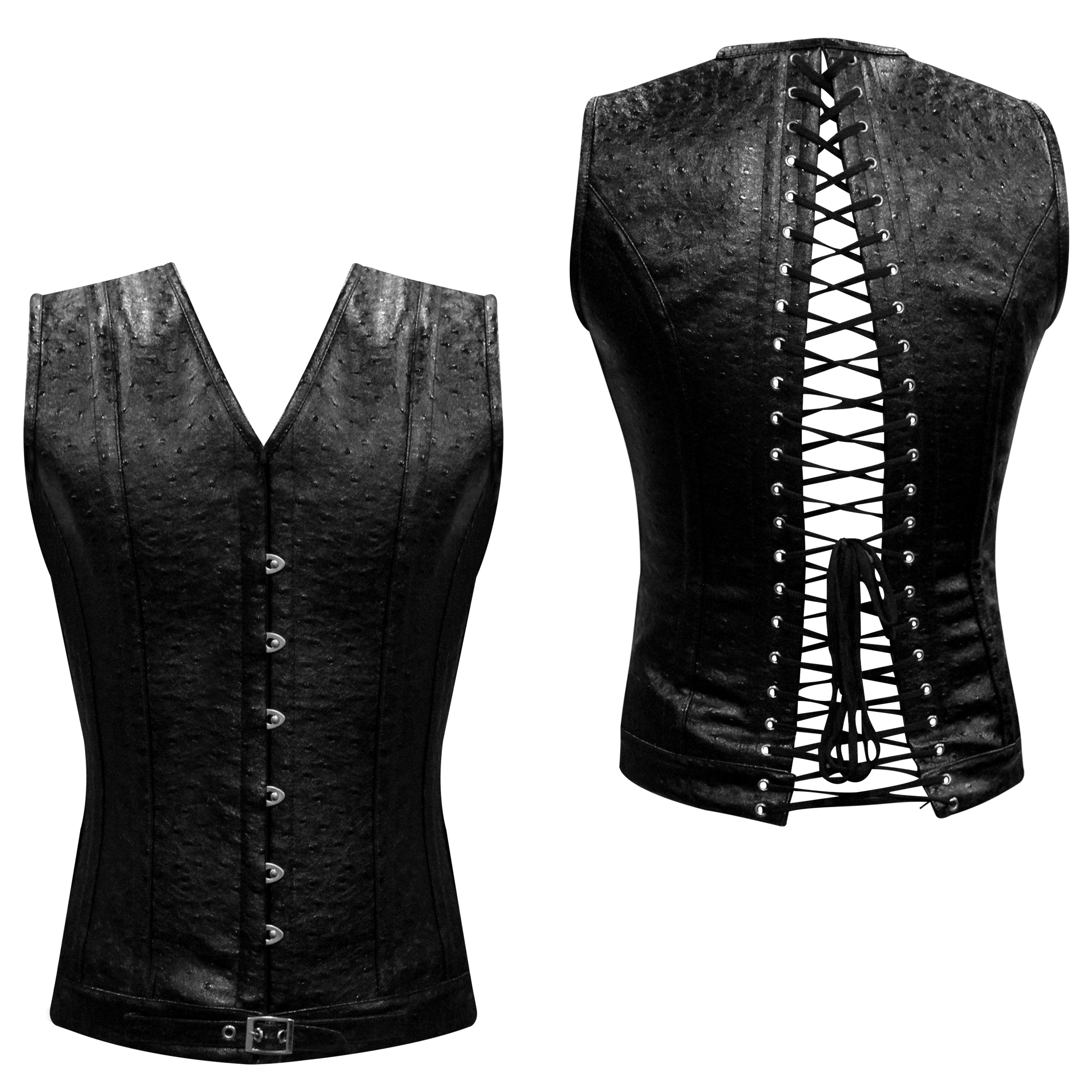 Ostrich PVC Men Vest, Waist training Men Corset