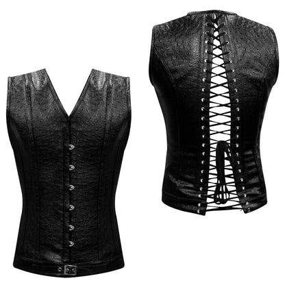 Ostrich PVC Men Vest, Waist training Men Corset