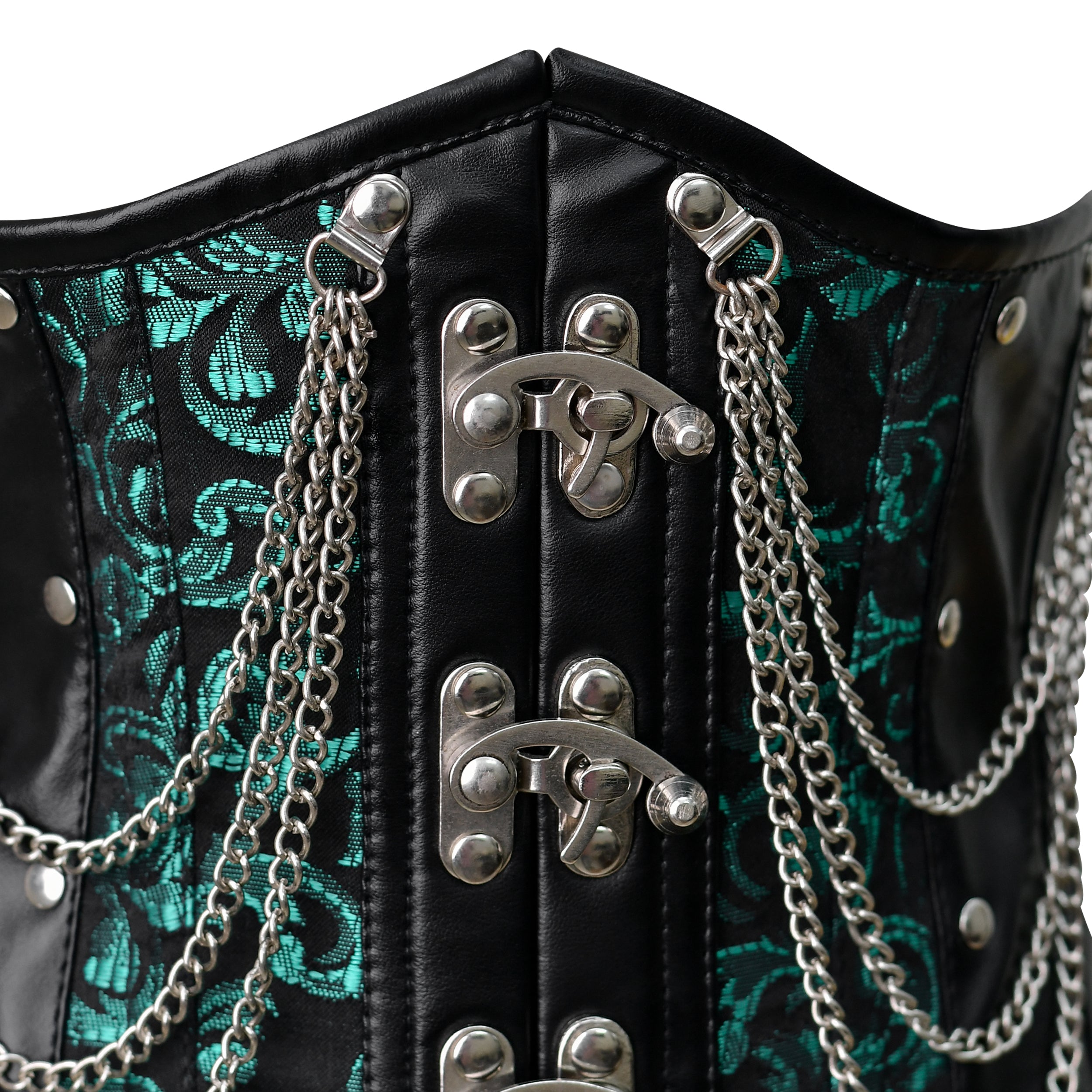 Green Brocade Lace-up corset/ Steel Boned Underbust- Shapwear