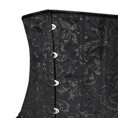 Victorian Black Brocade Corset with Bustle Skirt