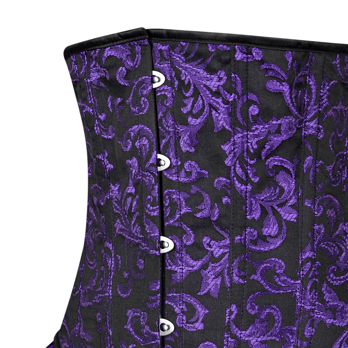 Victorian Purple Brocade Corset with Bustle Skirt