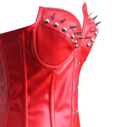 Gothic Leather Steel Boned Overbust / Steampunk Corset